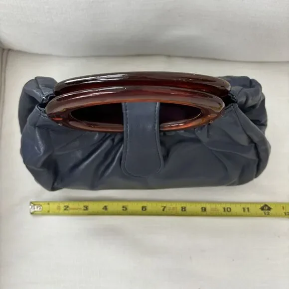 Vintage JR Florida USA Navy Blue Handbag Purse Bakelite Handles MCM Mod 50s 60s - Picture 11 of 15